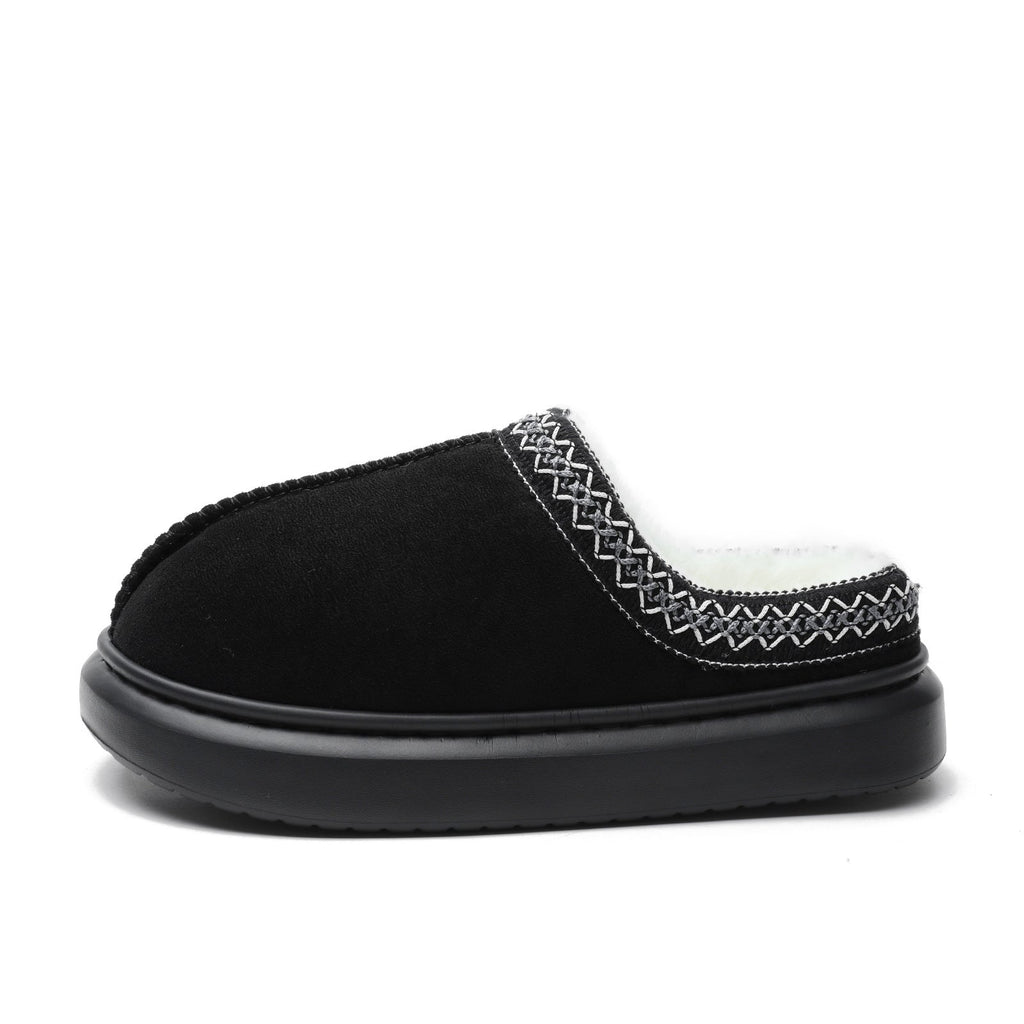 Baotou Fluffy Pantoffeln Herbst Winter Ethnische Baumwollhausschuhe Männer Frauen Paar Warme Gummi-Dicksohlen-Baumwollpantoffeln
