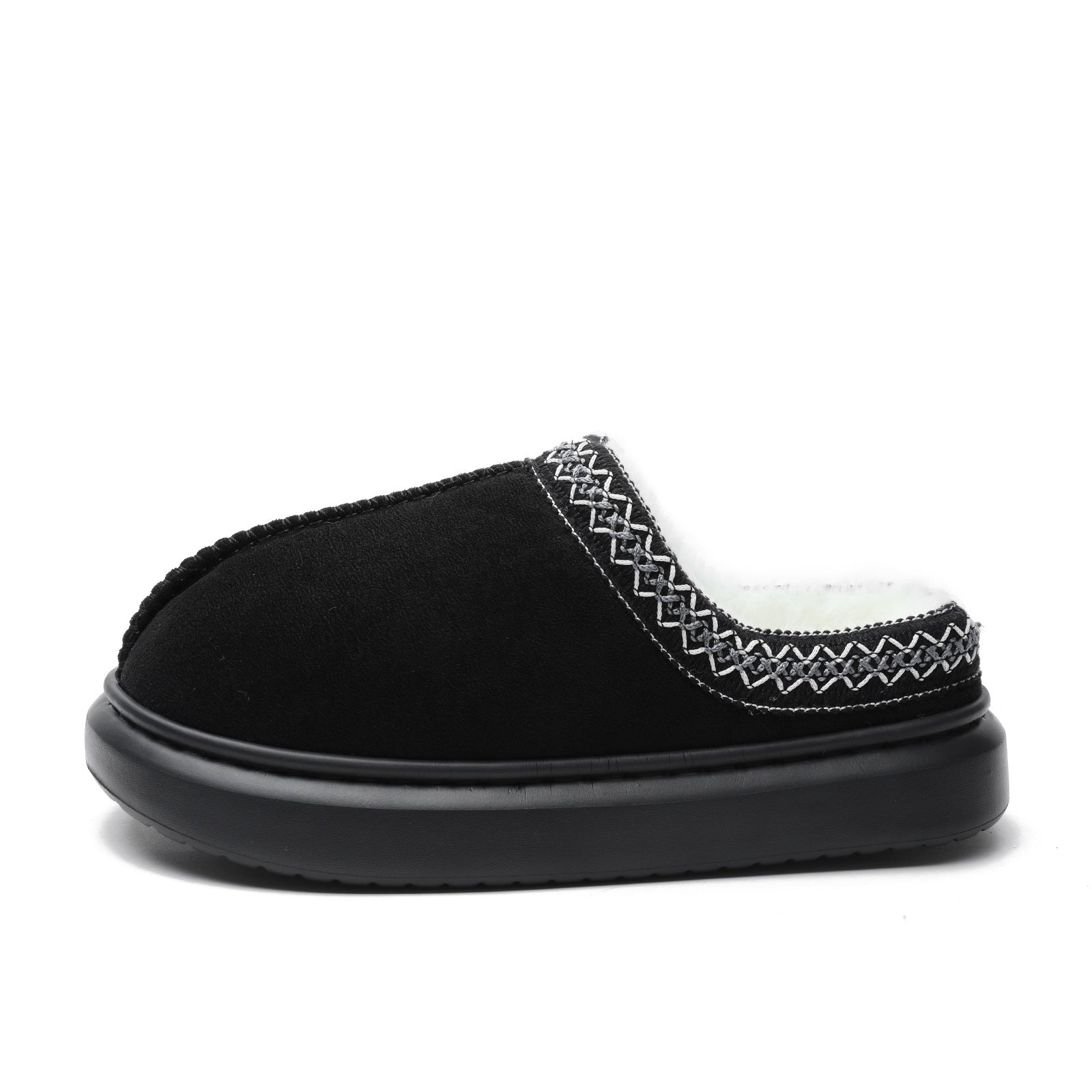 Baotou Fluffy Pantoffeln Herbst Winter Ethnische Baumwollhausschuhe Männer Frauen Paar Warme Gummi-Dicksohlen-Baumwollpantoffeln