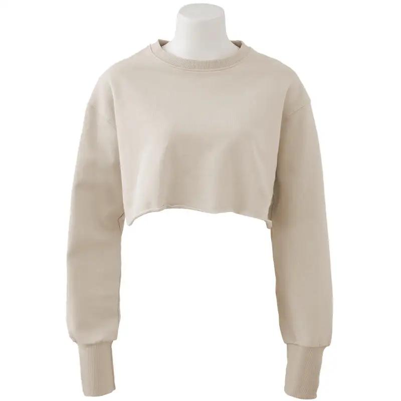 Cropped Cropped Hoodie Women Clothing Fleece Lined Pullover Long Sleeve Yoga Fitness Sports Coat by Wanita Store