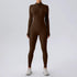 Zipper Nude Feel Long Sleeve Yoga Jumpsuit Women Sports Fitness Training Dance One Piece Bodysuit by Wanita Store