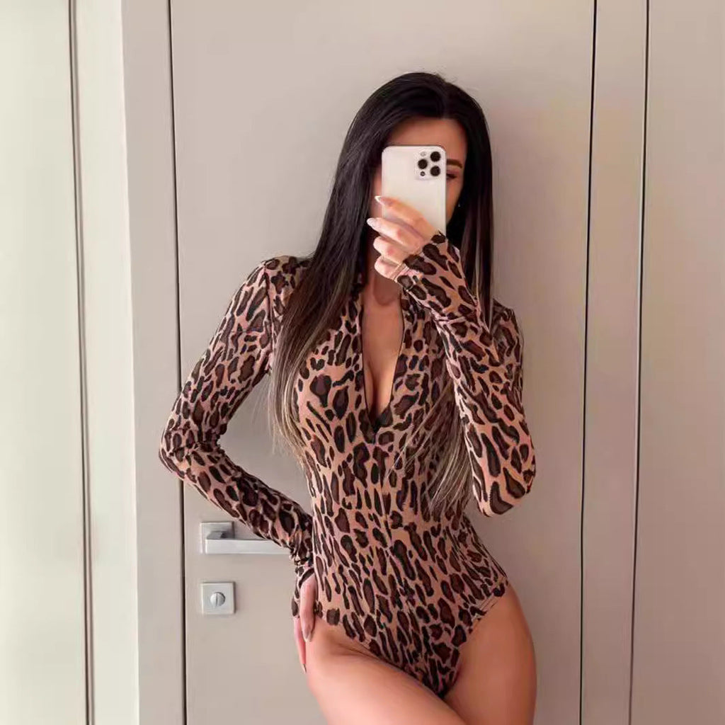 Women Clothing Autumn Stand Collar Long Sleeve Waist Tight Jumpsuit Women Sports Fitness Casual Women Top