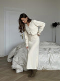 Loose Knitting Women Autumn Winter Button Cardigan Sweater Straight Skirt Sets