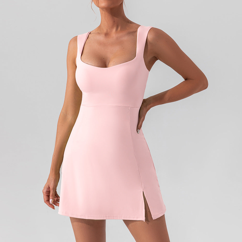 Damen Sexy Sling Einfarbig Yoga Tennis Leicht Atmungsaktiv Outdoor Golf Sportkleid