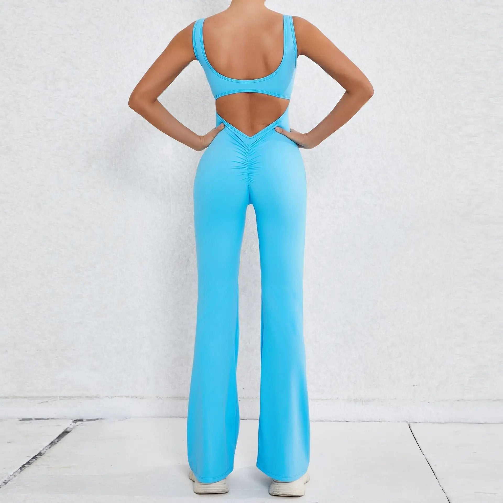 Autumn Sand Hollow Out Cutout Beauty Back One Piece Peach Hip Lifting Sport Workout Clothes Micro Pull Yoga Jumpsuit Jumpsuit by Wanita Store