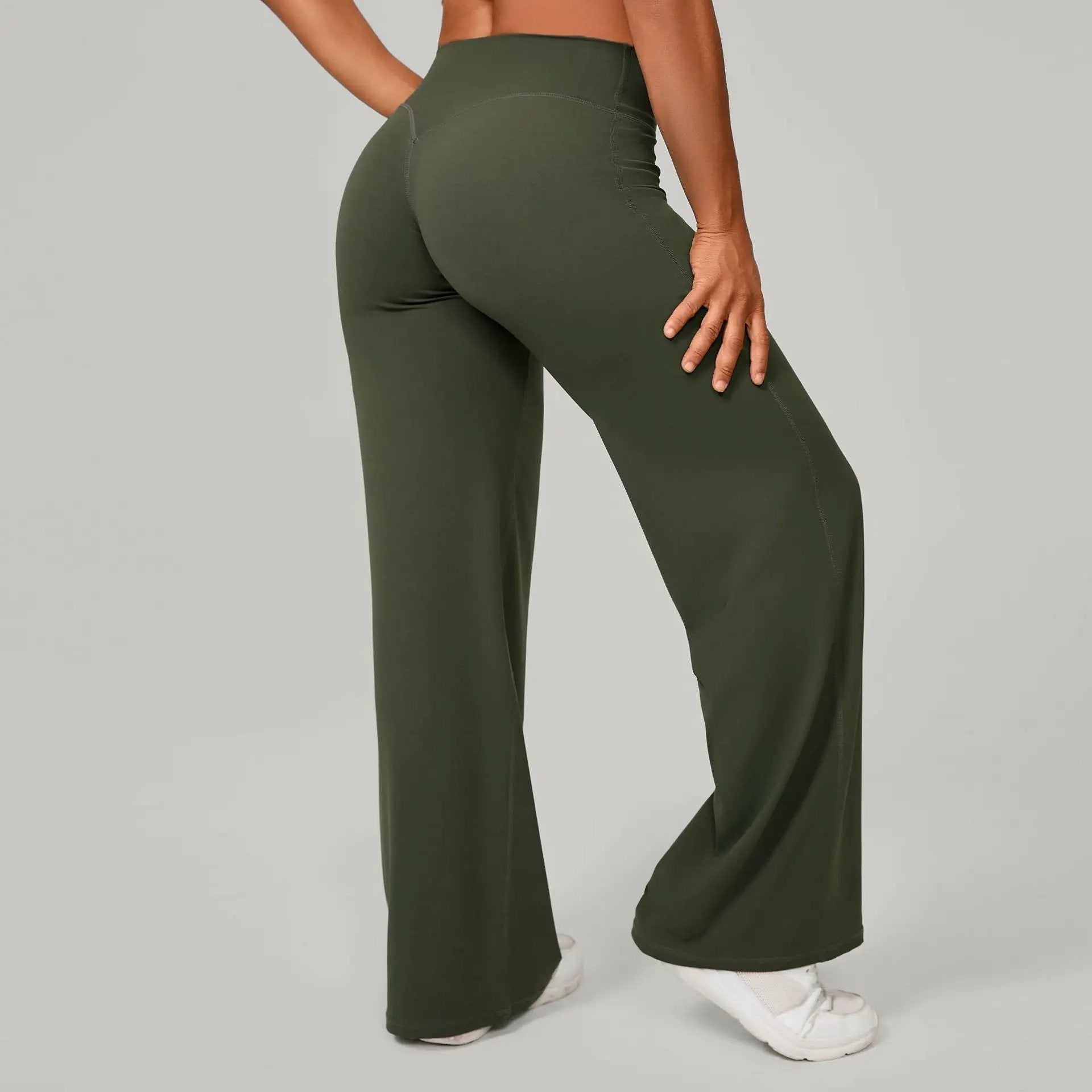 Autumn Sand Pilates Straight Yoga Pants All Match Loose Wide Leg Pants Running Sports Fitness Hip Showing Trousers by Wanita Store