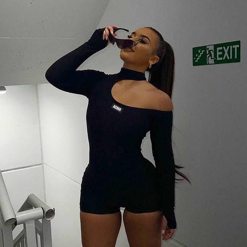 Jumpsuit Street Trendy One Shoulder Neckholder Naht-Jumpsuit
