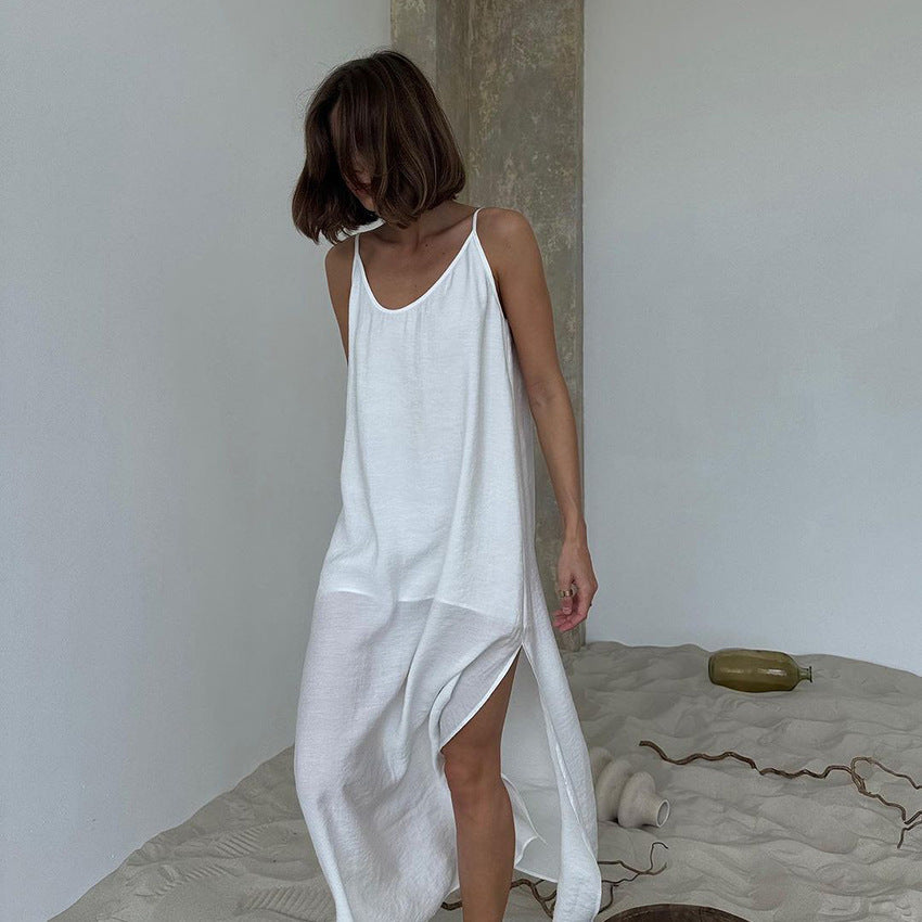 Sommer-Slip-Nachthemd, Maxikleid, Einteiler-Pyjama, bequem, locker, für den Alltag geeignet, Damen-Homewear