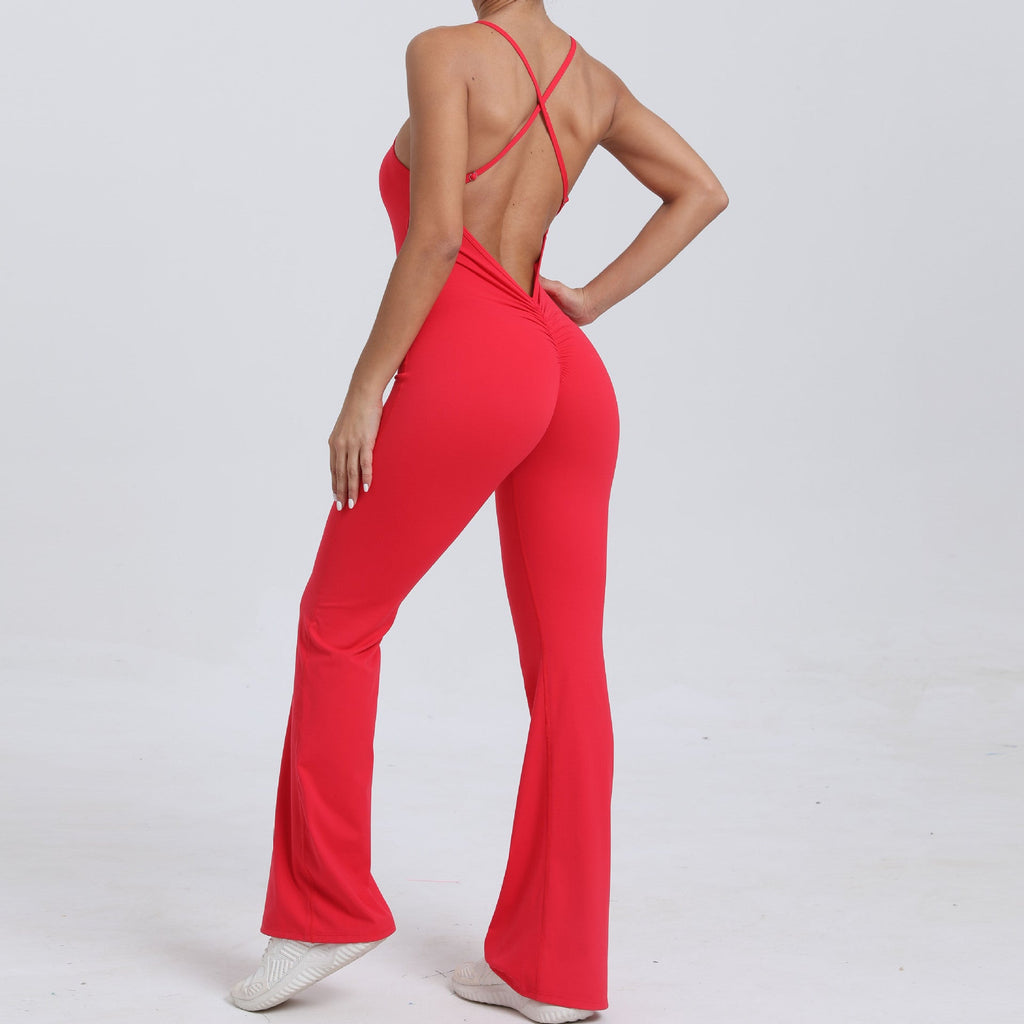 Verstellbarer Schultergurt Horn Yoga Jumpsuit Sport Fitness Hohl Ausgeschnitten Hip-Lifting Yoga Jumpsuit