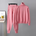 Freizeit Set Herbst Winter Rollkragenpullover Einfarbige Pullover Zweiteiliges Set