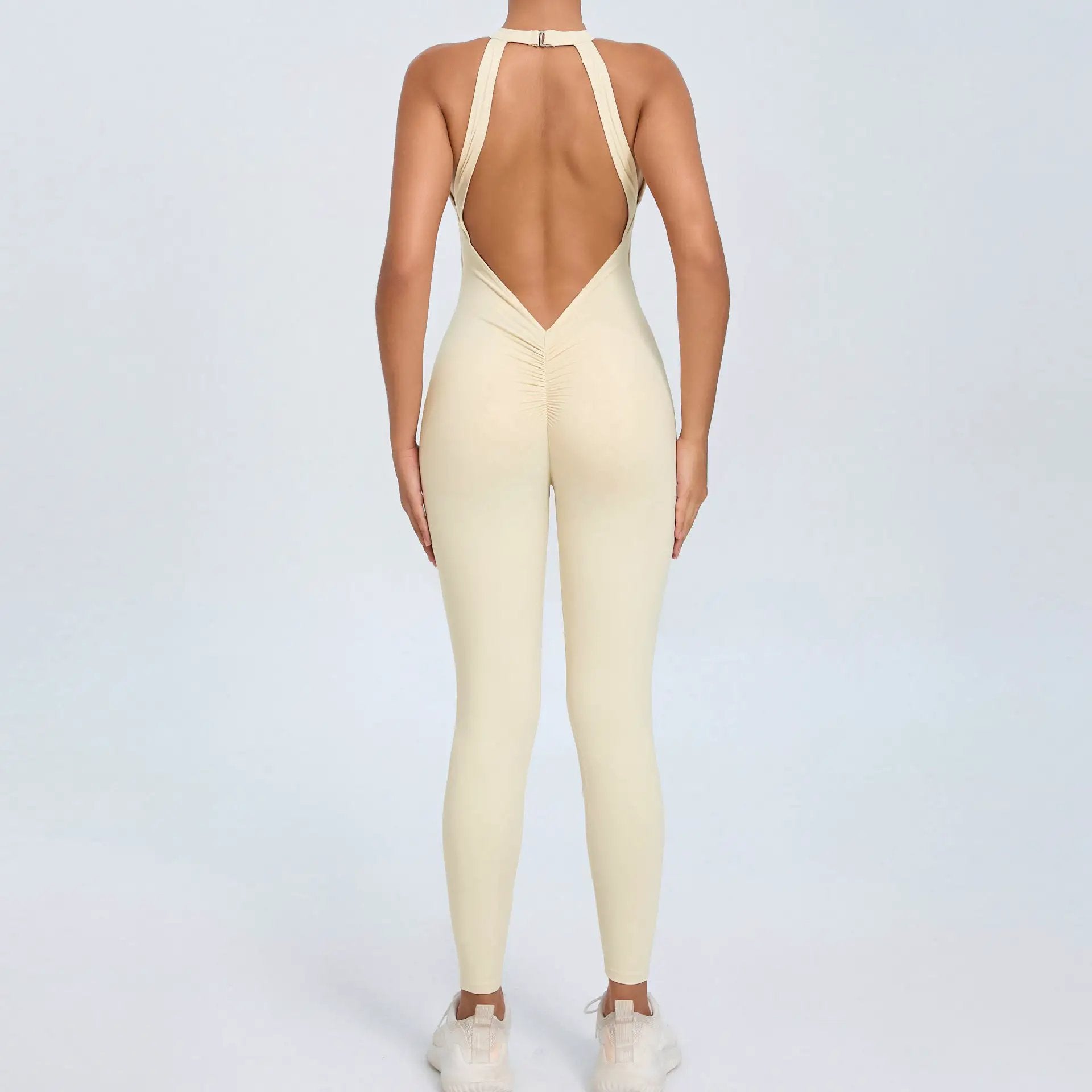 Back Buckle Yoga Jumpsuit Women Peach Hip Backless Sports Quick Drying One Piece Fitness Jumpsuit by Wanita Store