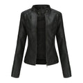 Women Jacket Women Slim Jacket Thin Spring Autumn Coat Women Motorcycle Clothing Stand Collar Faux Leather