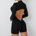 Aushöhlung Cutout Beauty Rücken Halb Offener Reißverschluss Einteiler Peach Hip Sport Fitness Nackter Rücken Schnelltrocknender Yoga Jumpsuit