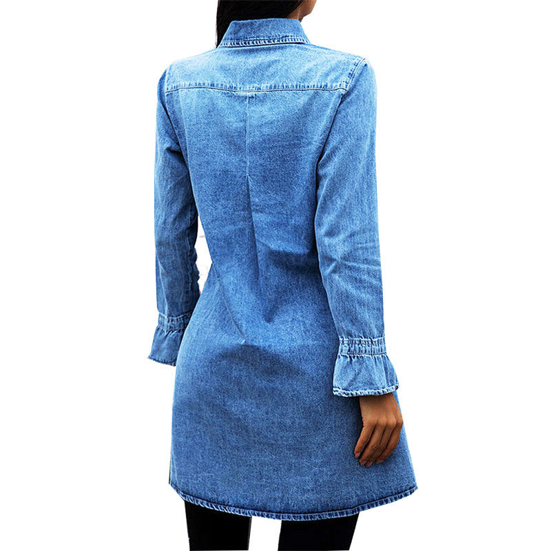 Damenjacke Herbst Winter Neue Slim Denim Kleider Mode Europa Denim Damen Sexy Kleid