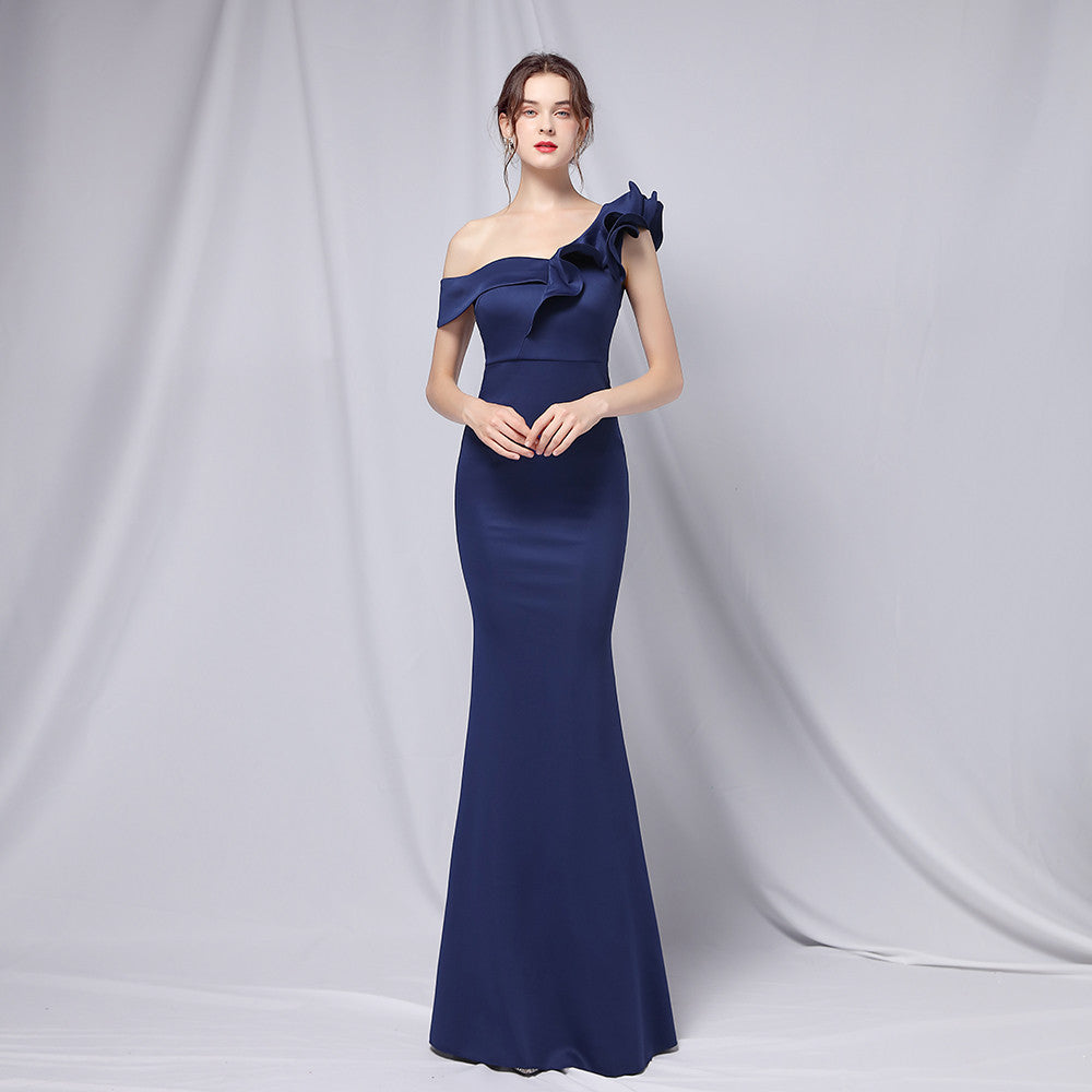 Schulterfreies Bankett-Abendkleid Maxi Party Langes Elegantes Schlankes Sexyes Meerjungfrauenkleid Festliches Abendkleid