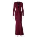 Deep Dress Sexy U Collar Slim Sexy Long Sleeve Dress Women