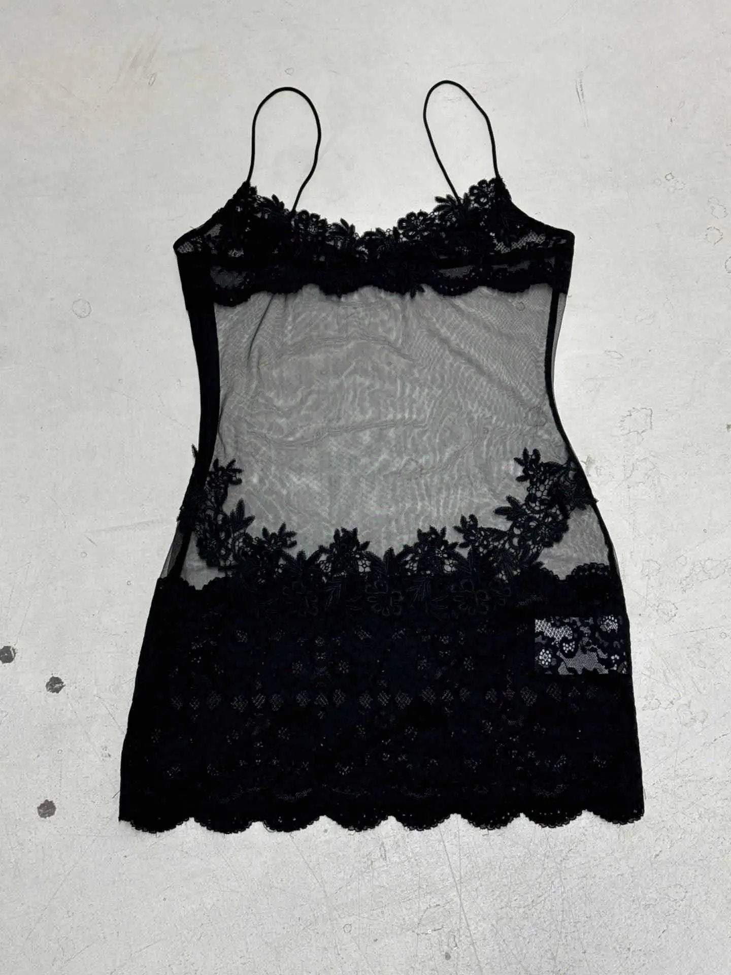 Summer Women Mesh Lace Lace Spaghetti Strap Dress See through Sexy Nightdress Vacation Maxi Dress by Wanita Store