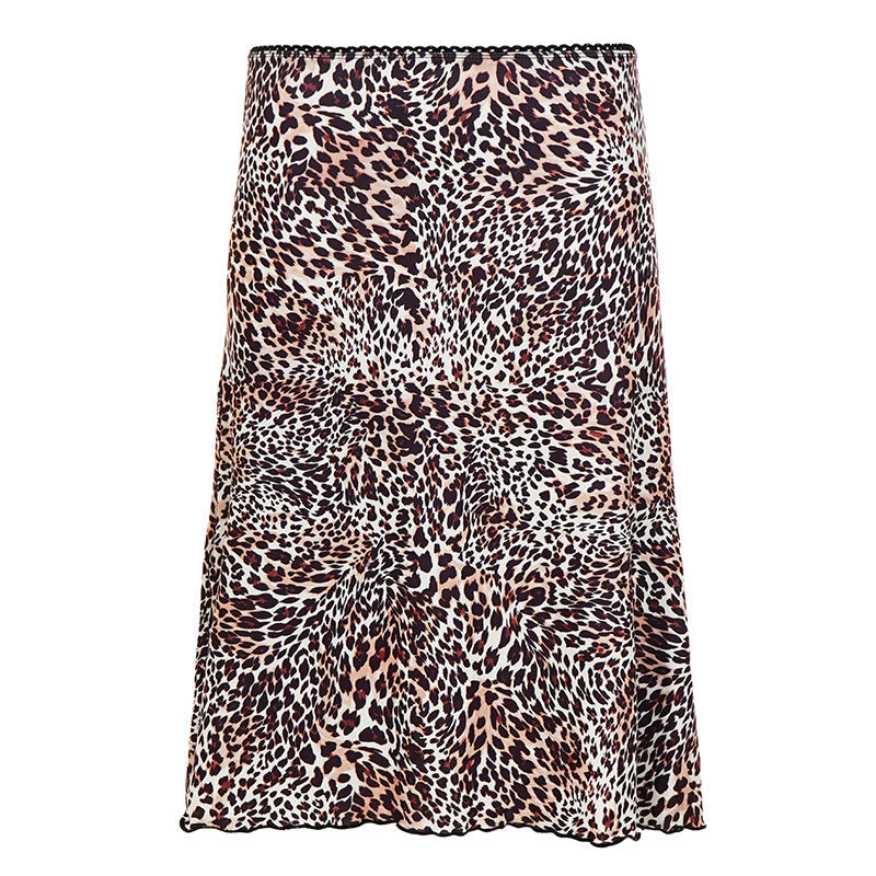 Sexy Casual Leopard Print Lace Stitching Skirt Street Sexy Hip Skirt
