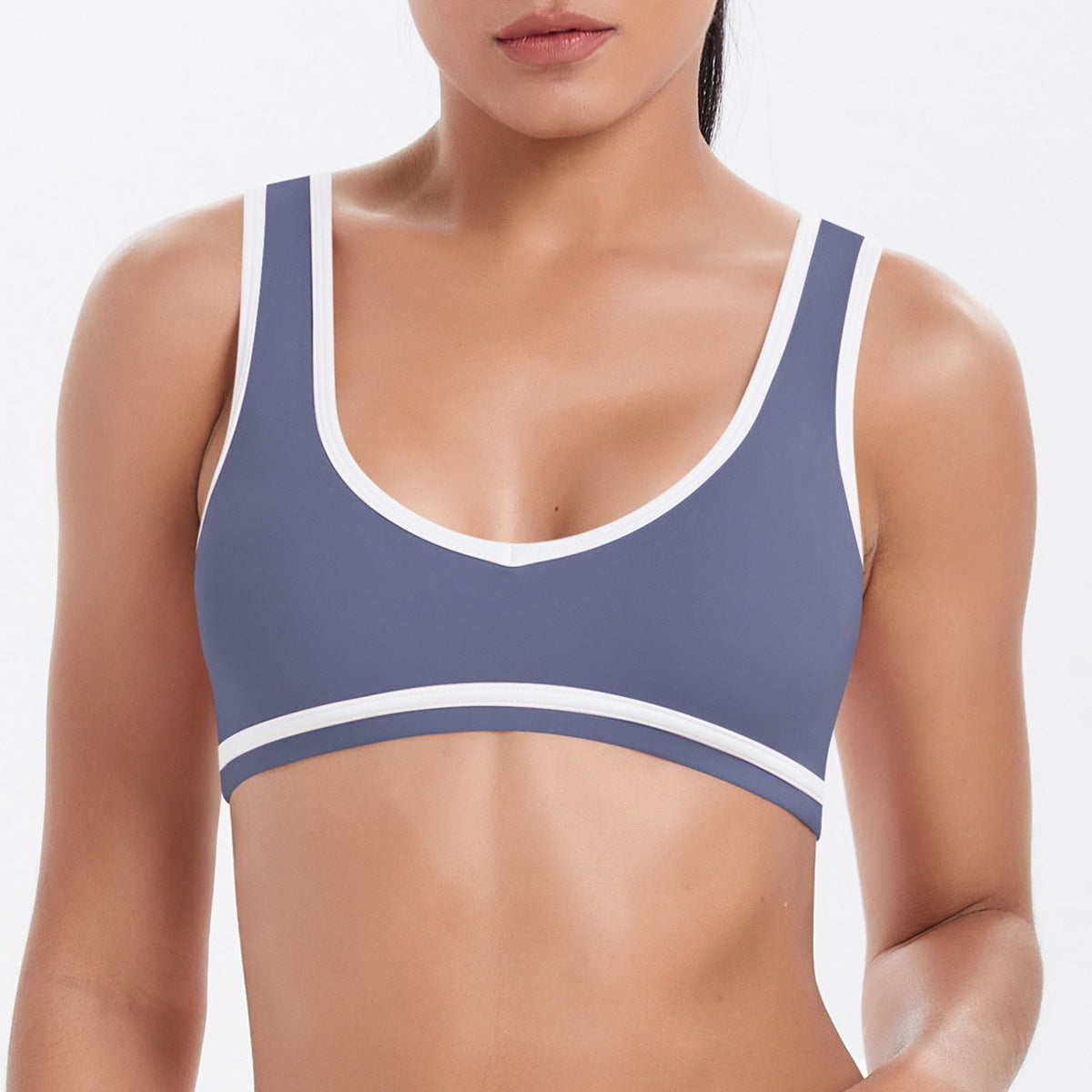 Enges Nude-Gefühl Kontrastfarben Sport-Rückenformer Damen Rückenfreier Yoga-BH Tennis-Workout-Kleidung Oberbekleidung Sport-Top