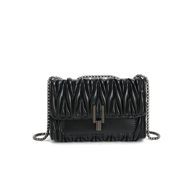 Hochwertige plissierte Kettentasche Sommer Wild Chic Verschluss Schultertasche Rautenverschluss Umhängetasche