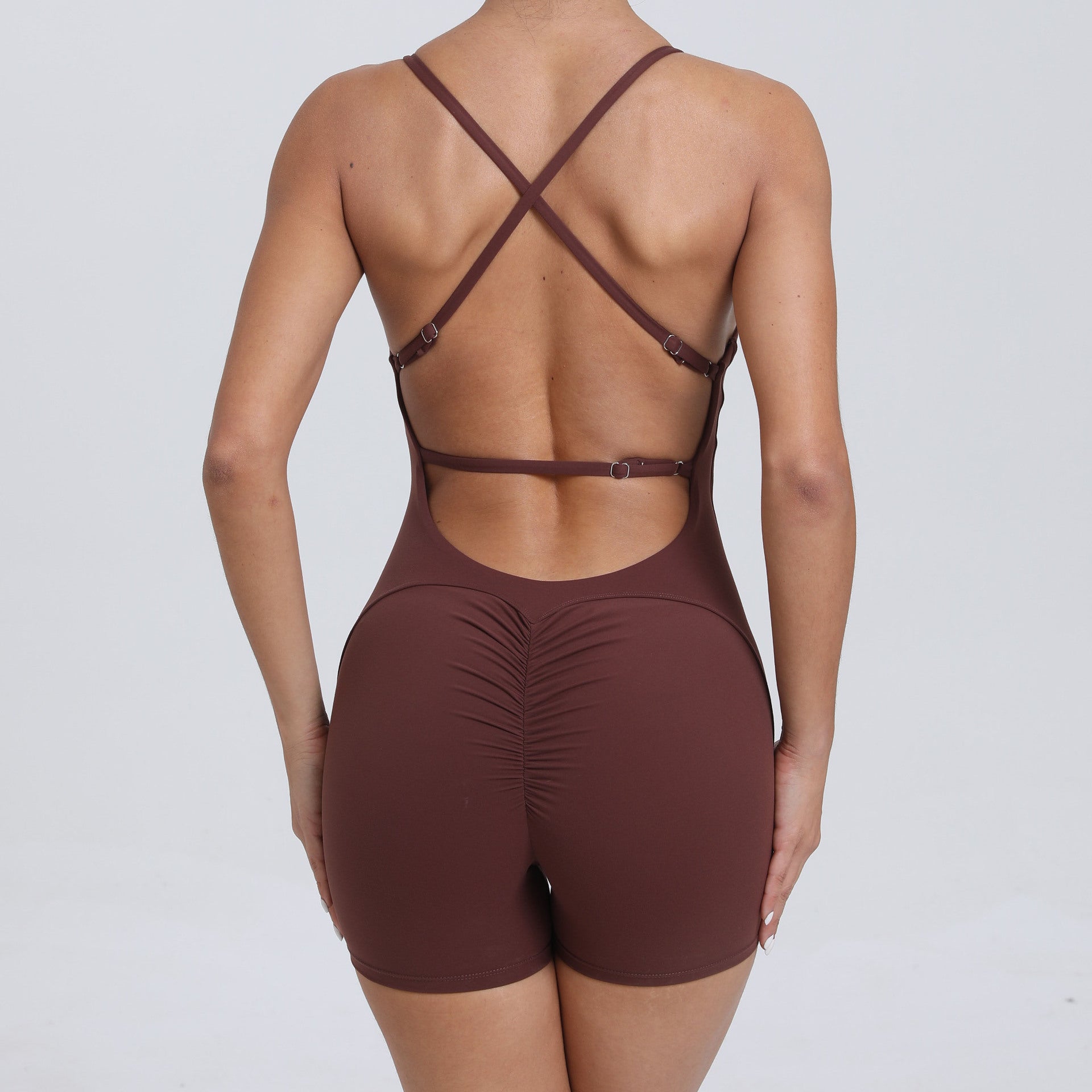 Yoga-Jumpsuit für Damen, mit Pfirsich-Hüft-Push-up und schönem Rückenausschnitt, für Outdoor-Laufen, eng anliegend, sportlich, schnell trocknend, Trainingskleidung