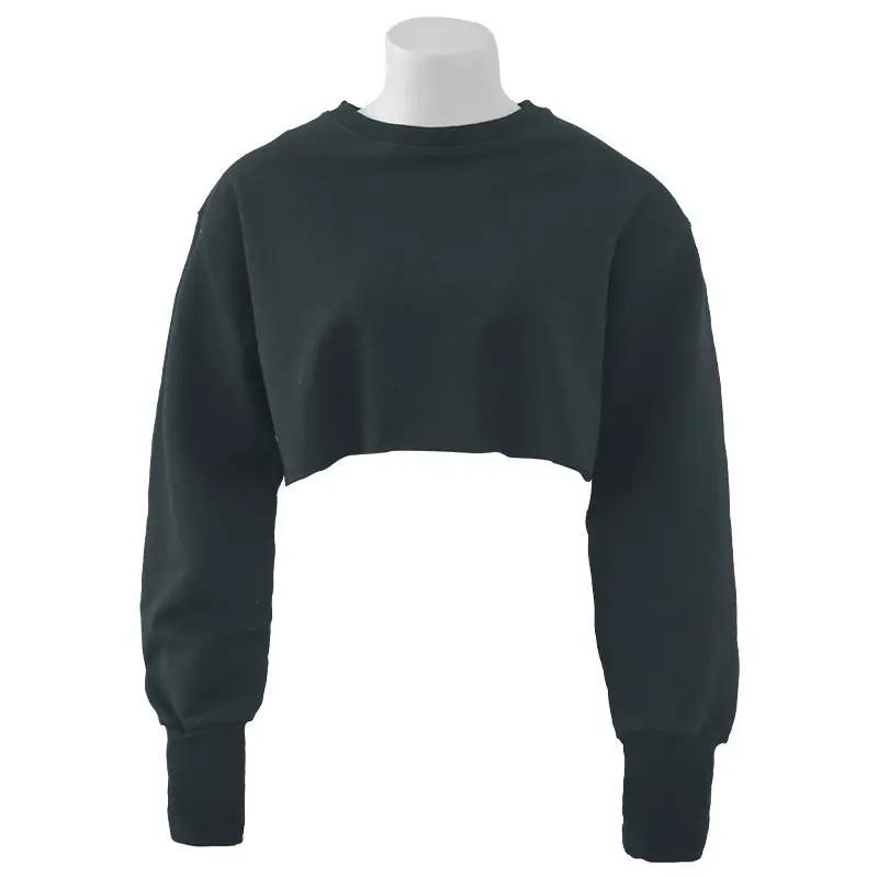 Cropped Cropped Hoodie Women Clothing Fleece Lined Pullover Long Sleeve Yoga Fitness Sports Coat by Wanita Store