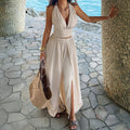 Spring Summer Elegant Holiday Top Culottes Two Piece Set