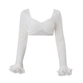 Damenbekleidung Herbst Sexy Gerafftes Wickelbrust Langarm-Top Holzohr-Rock Zweiteilige Sets