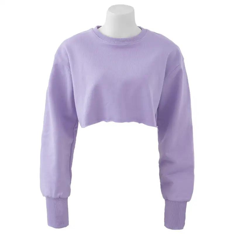 Cropped Cropped Hoodie Women Clothing Fleece Lined Pullover Long Sleeve Yoga Fitness Sports Coat by Wanita Store