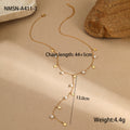 Advanced Tassel Imitation Pearl Y Word Chain Necklace Stainless Steel Plated 18K Necklace