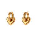 Simple Light Luxury Ear Clip Ear Hoop Jewelry Stainless Steel Gold Plated Glossy Heart Embellished Thick Earrings Accessories