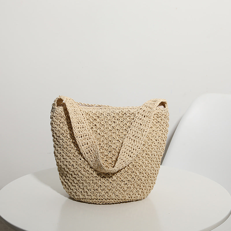 Handgewebte Tasche Korbtasche Strohtasche Gewebte Tasche Eimertasche Strandurlaub Strandtasche