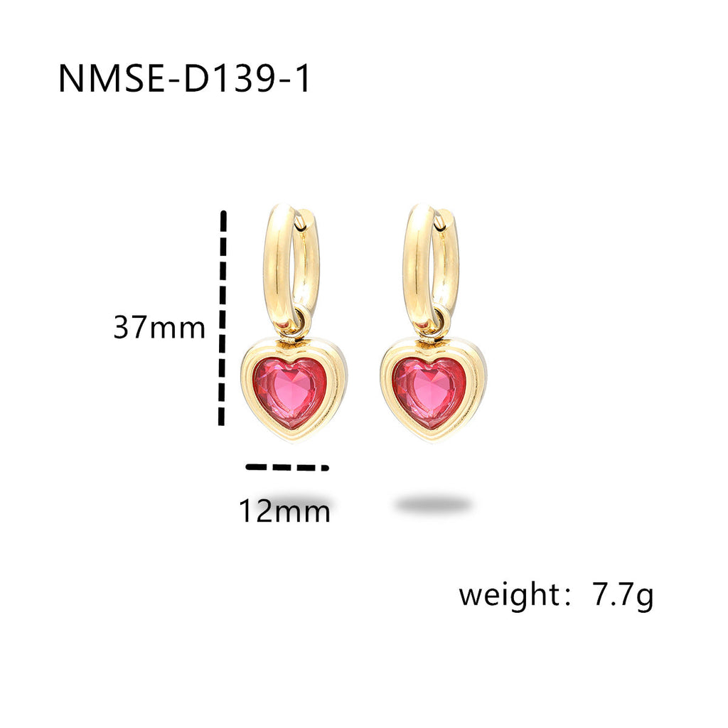 Love Titanium Steel Earrings Women Affordable Luxury Inlaid Color Diamond 18K Gold Stainless Steel Eardrop