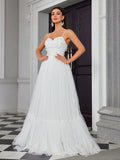 Einfaches weißes Hochzeitskleid Ballkleid Geburtstagsfeierkleid Anmeldebescheinigung Reise-Shooting-Kleid Jahresfeier Abendkleid