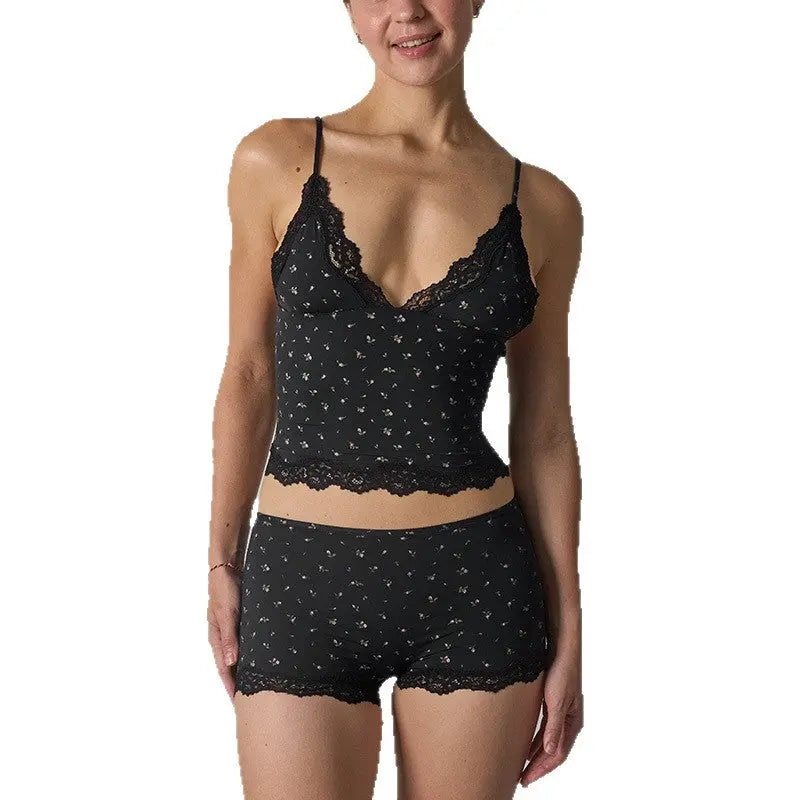FIT EVERYBODY LACE SET Lace suit Lightweight Lace Triangle Strap Boxer Lace Underwear Women SHOPEZRA L.L.C.