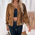 Lässige Einreiher-Jacke mit halbem Rollkragen für Damen
