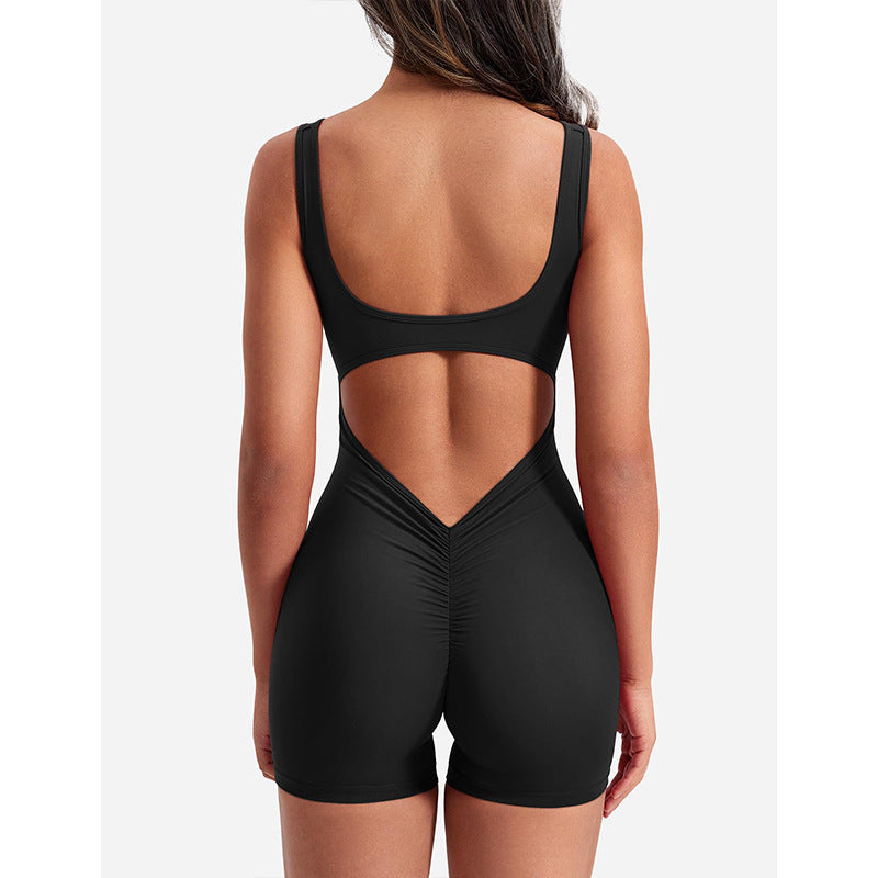 Frühling Sommer Damenbekleidung Trägerloser Rückenfreier Eng Anliegender Hüfthebender Yoga-Jumpsuit