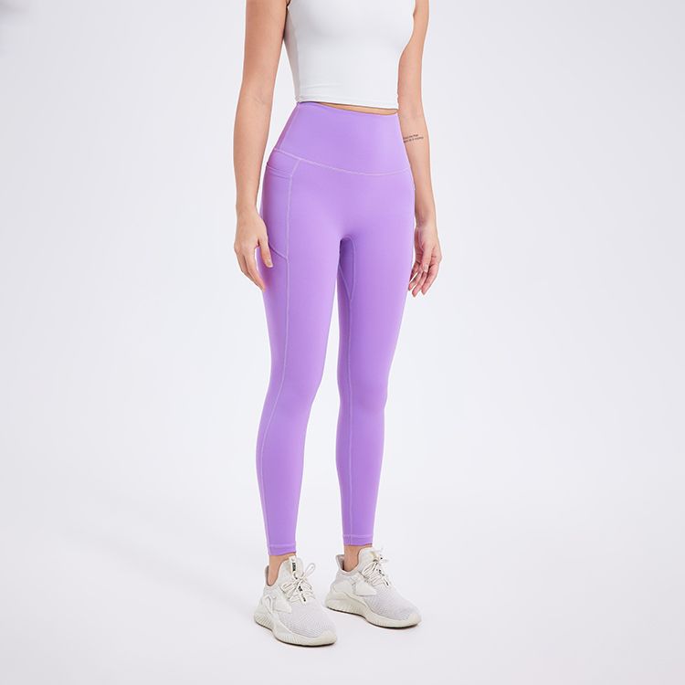 Zero Sense Yogahose Nahtlos Nude Feel Seitentasche Peach Hip Raise Skinny Trainingshose