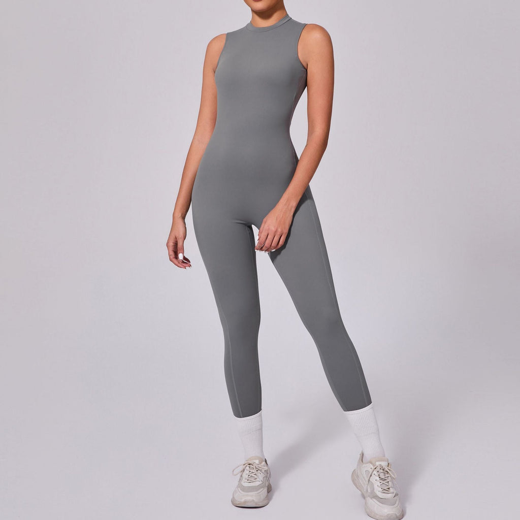 Rückenfreier, ärmelloser Yoga-Overall mit Pfirsichhüft-Effekt, Fitness-Overall mit abnehmbarem Brustpolster