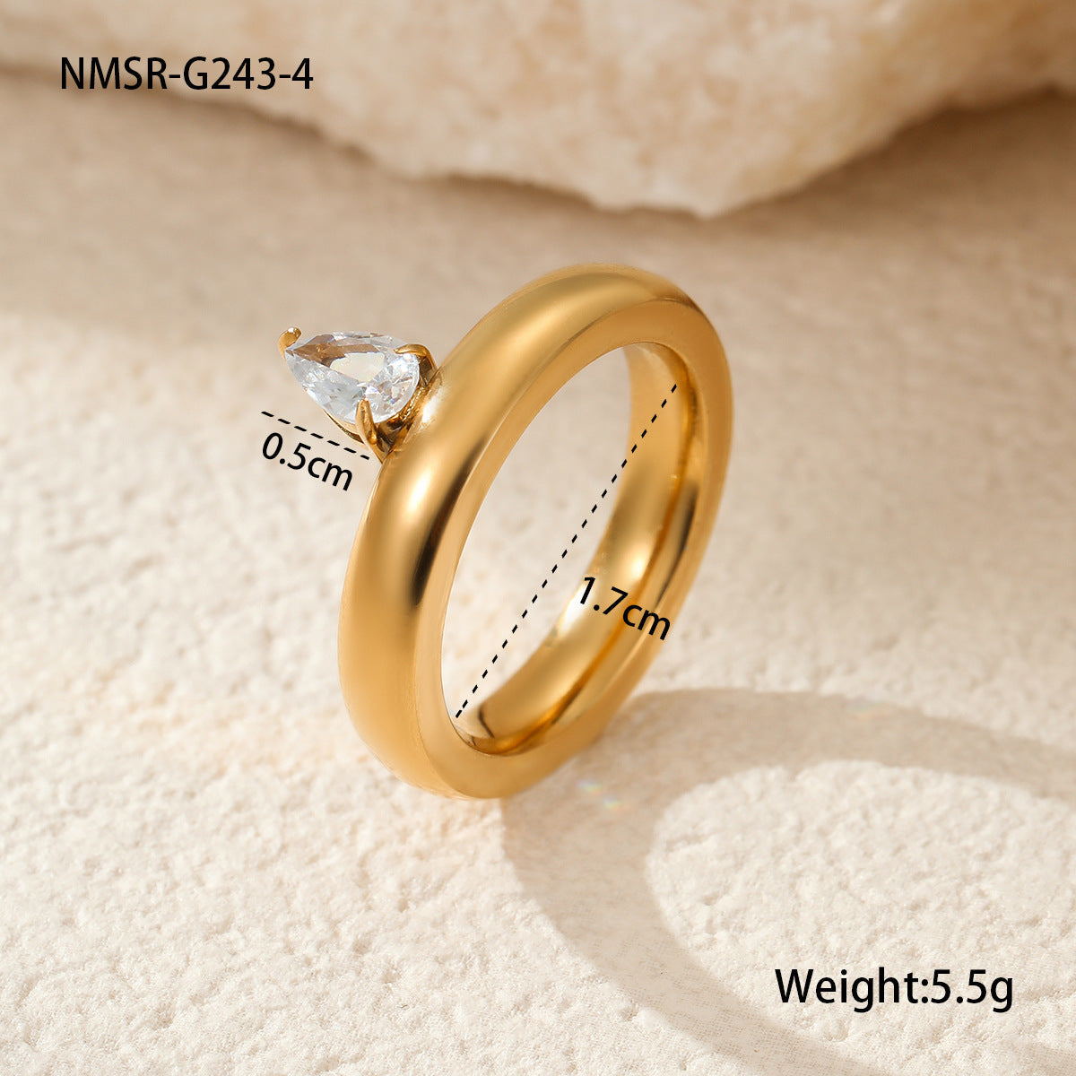 Fashionable Trendy Cool Design Stainless Steel Ring 18K Gold Simple Advanced French Finger Ring Jewelry