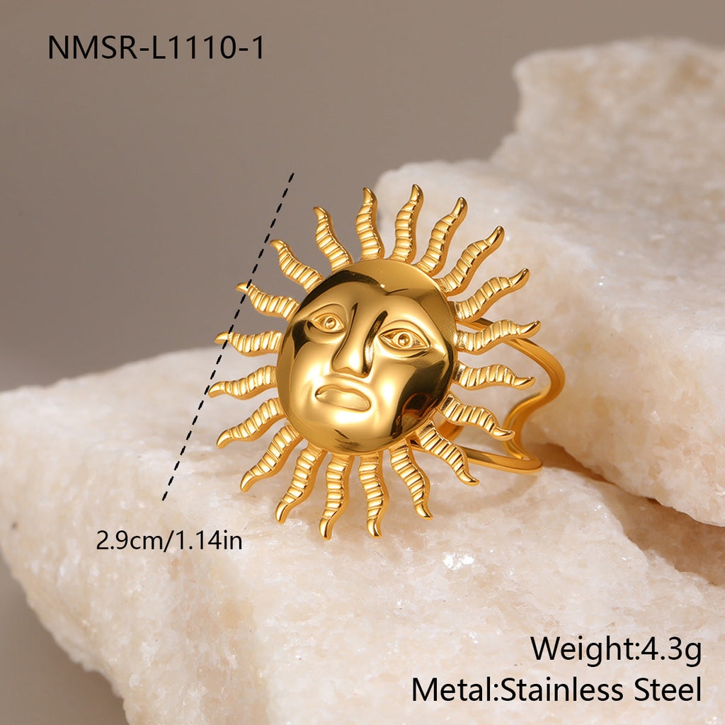 Sun Ring Titanium Steel Ring Non Fading Cuff Bracelet Personality Ornament