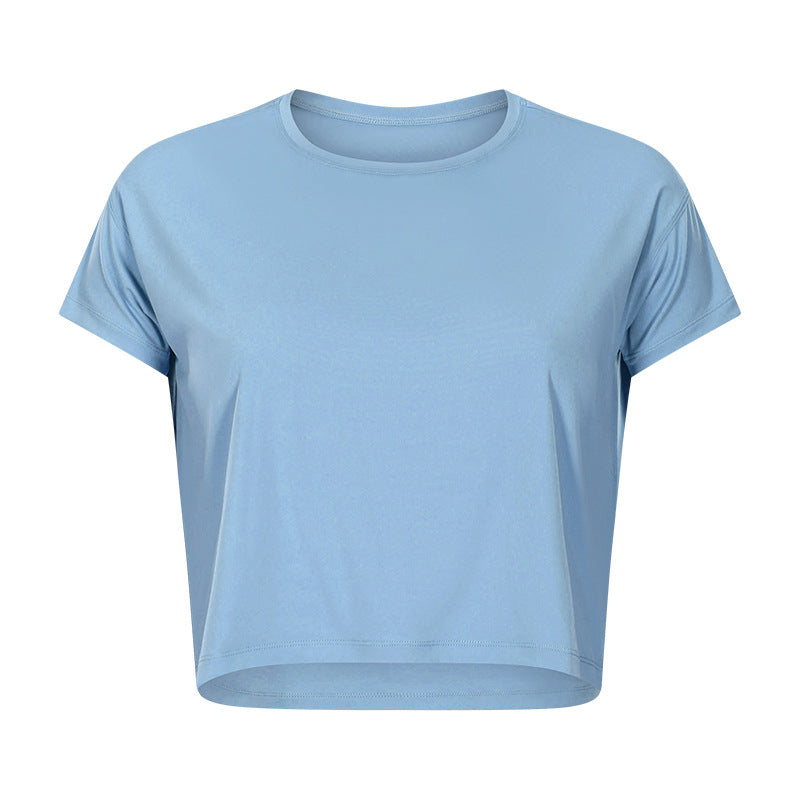 Sexy verkürztes Yoga T-Shirt für Damen, schnell trocknend, locker, atmungsaktiv, Outdoor-Sport-Trainingskleidung
