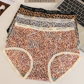 Ice Silk Seamless Underwear for Women, Hot Leopard Print Ice Silk Silk Protein Antibacterial Crotch Women&