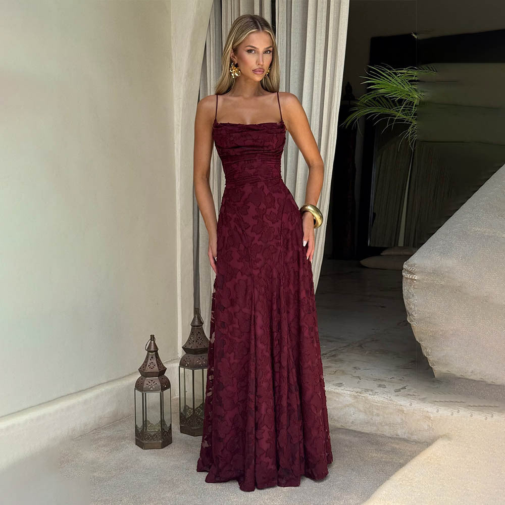 Sommer Damen Sexy Träger Chiffon Elegantes Rückenfreies Abendkleid