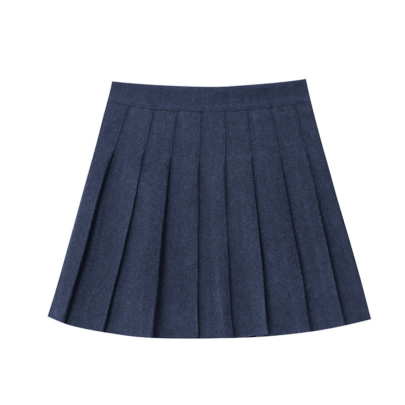 Herbst Winter Modisches Item Wollrock Dick Büro Hohe Taille A-Linien-Rock Faltenrock