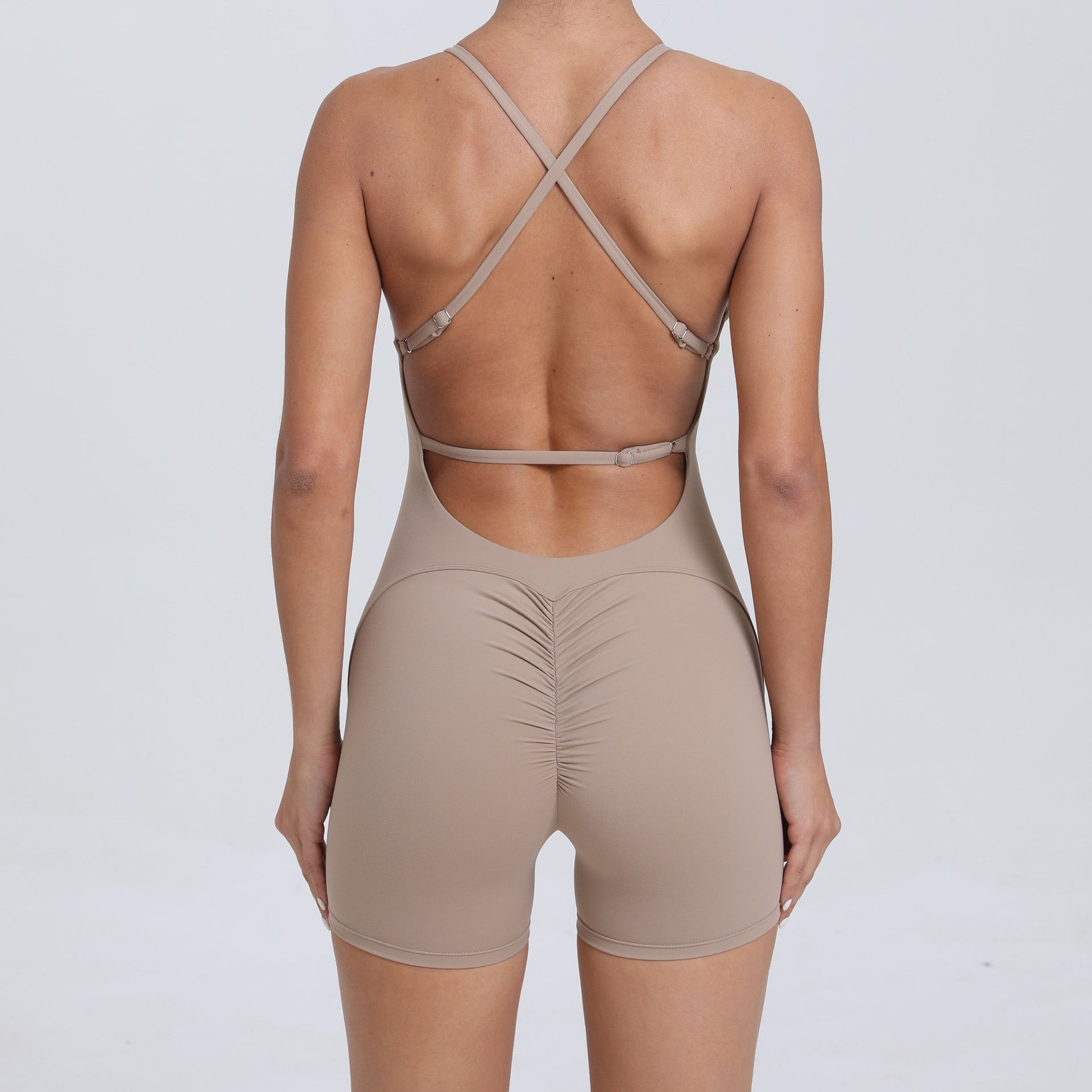 Yoga-Jumpsuit für Damen, mit Pfirsich-Hüft-Push-up und schönem Rückenausschnitt, für Outdoor-Laufen, eng anliegend, sportlich, schnell trocknend, Trainingskleidung