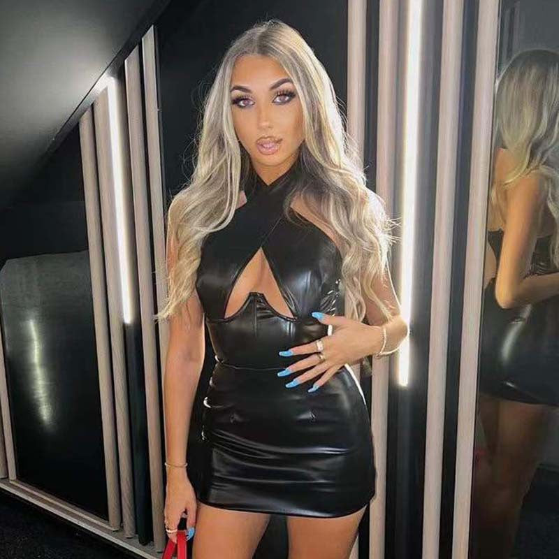 Herbst Winter Beliebt Neckholder Sexy Oben-ohne Figurbetonte Ärmelloses Kleid Damen