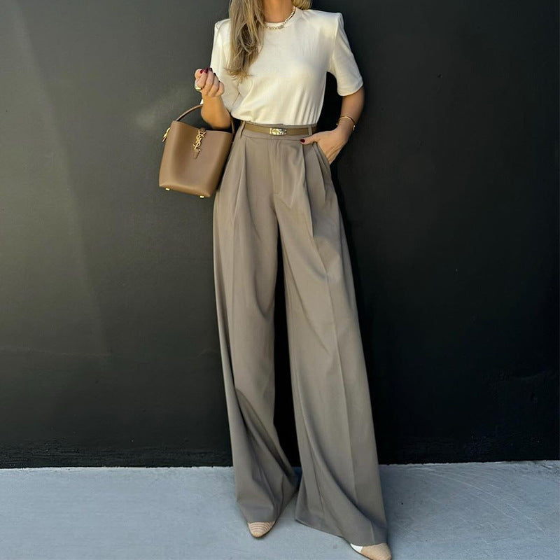 Gerade High Waist Arbeitshose Damen Locker Weites Bein Arbeitshose