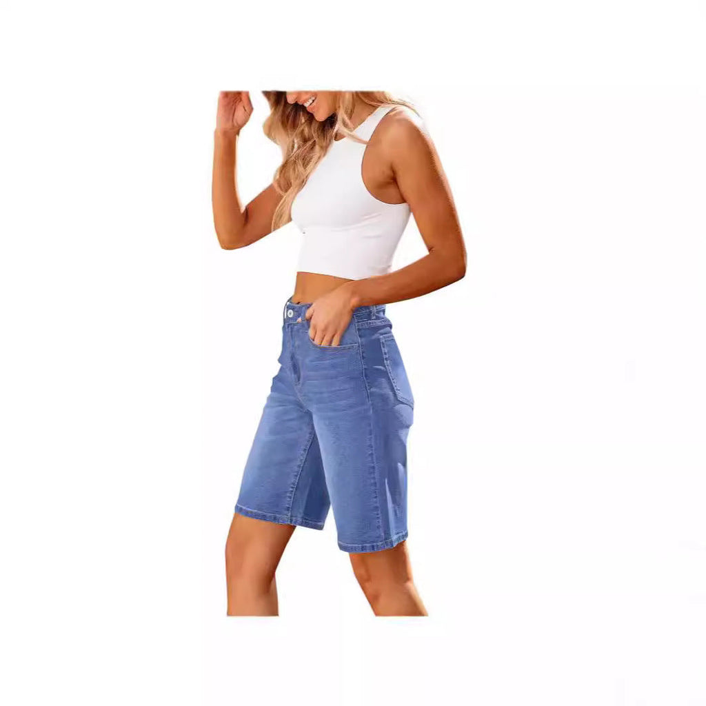 Women Slim Denim Middle Shorts