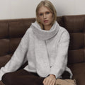 Lockere, faule, weiche Wollpullover Damen Herbst Winter Pullover Lockere Pullover Schal-Set