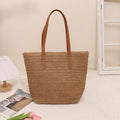 Simple Shoulder Large Capacity Straw Bag Women Summer Straw Bag Woven Bag Seaside Vacation Beach Bag Rattan Weave Bag